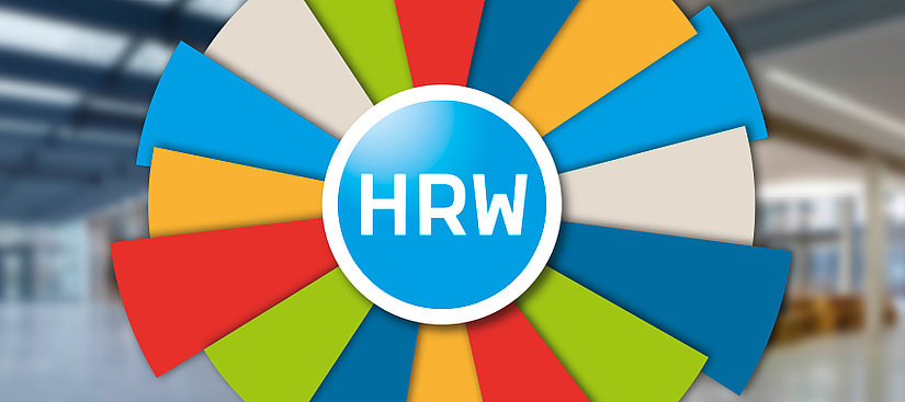 Zu sehen ist das HRW Logo, umgeben von einer bunten Umrandung.