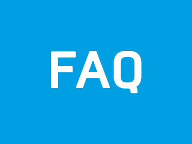 Blauer Hintergrund mit weißer Schrift FAQ