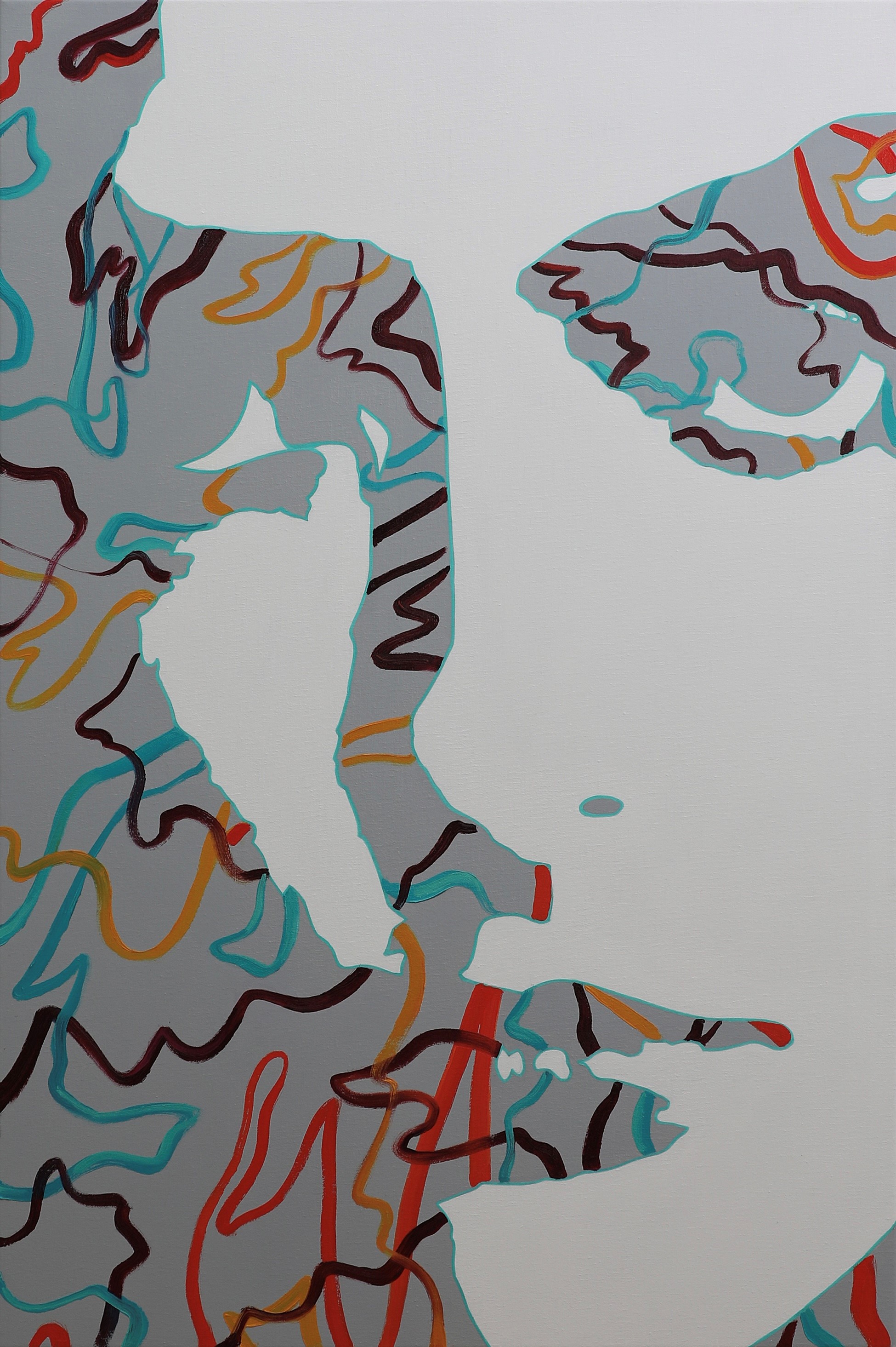 Abstraktes Portrait einer Person in Linienform.