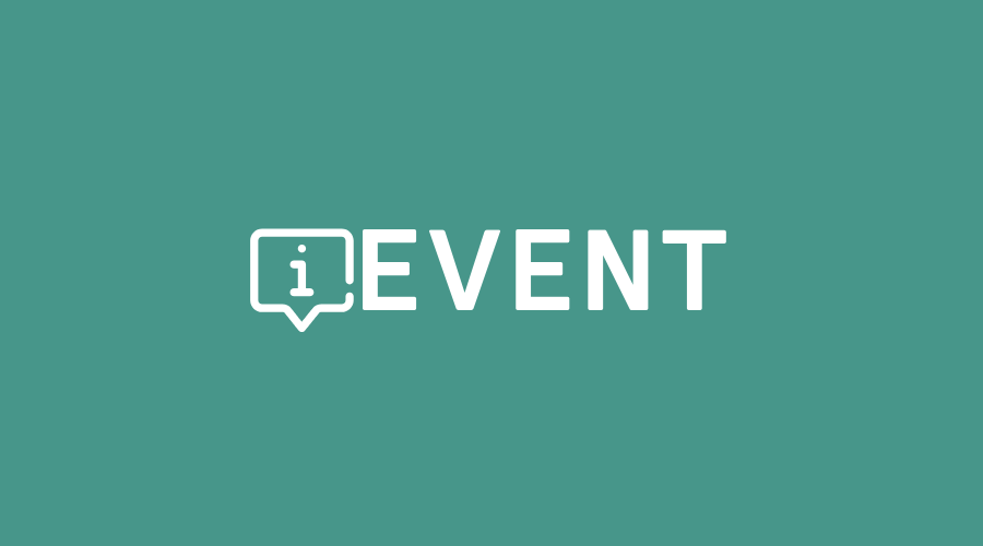 Grafik: Hintergrund in MINT. In weiß Ein Logo für Information. Direkt dahinter das Wort Event.