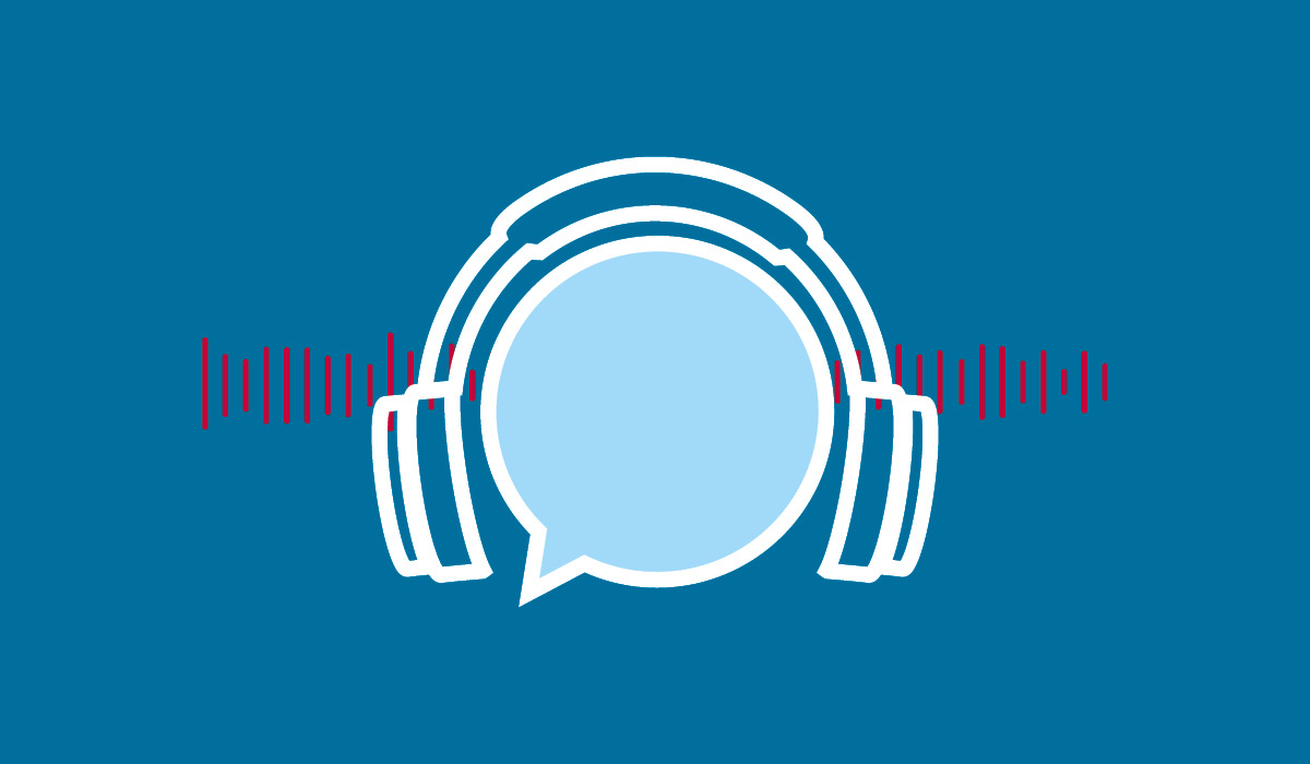 Symbol Kopförer mit Sprechbase stellvertretend für Podcasts