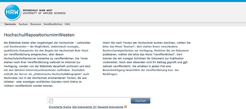 Ein Text namens "HochschulRepositorium im Westen" wird abgebildet