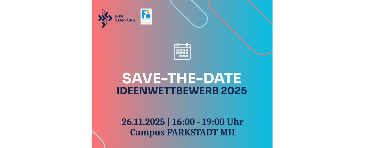 Text auf blau-rotem Hintergund: Save the date Ideenwettbewerb