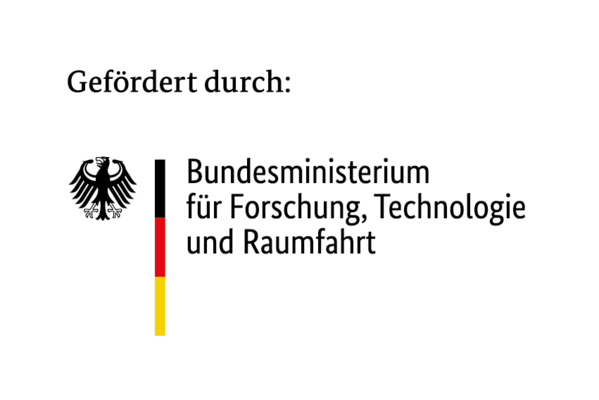 Gef&ouml;rdert durch: Logo des Bundesministeriums f&uuml;r Forschung, Technologie und Raumfahrt mit Bundesadler und Schwarz-Rot-Gold.