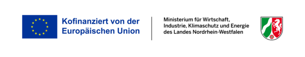 F&ouml;rderlogo Ministerium f&uuml;r Wirtschaft, Industrie, Klimaschutz und Energie des Landes Nordrhein-Westfalen und EFRE