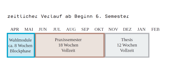 zu sehen ist der zeitliche Verlauf des 6. Semesters von April bis Januar