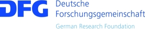 Logo links in Druckbuchstaben in Kurz DFG in Königsblau und rechts ausgeschrieben Deutsche Forschungsgemeinschaft in Königsblau ausgeschrieben