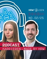 Zu sehen sind zwei Personen, eine Frau und ein Mann, auf blauem Hintergrund mit der HRW Folgen Überschrift und dem Logo.