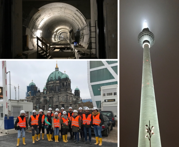 Auf dem Bild ist eine Collage von der Baustatik-Exkursion 2018 nach Berlin zu sehen