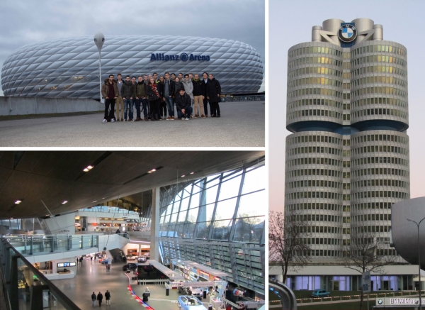 Auf dem Bild ist eine Collage von der Baustatik-Exkursion 2015 zu sehen