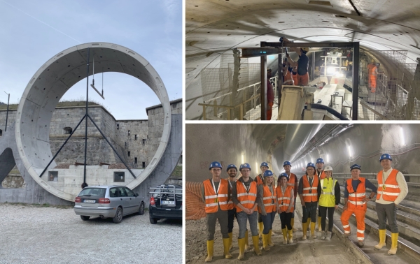 Auf dem Bild ist eine Collage von der Baustatik-Exkursion 2019 nach Innsbruck zu sehen